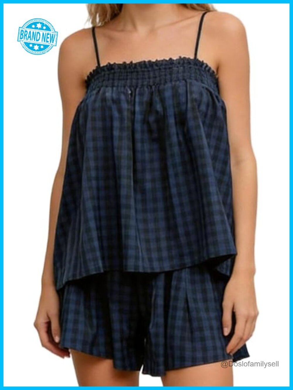 2 Piece Pajama Set Spaghetti Strap Cami Top & Shorts Lounge Sleepwear